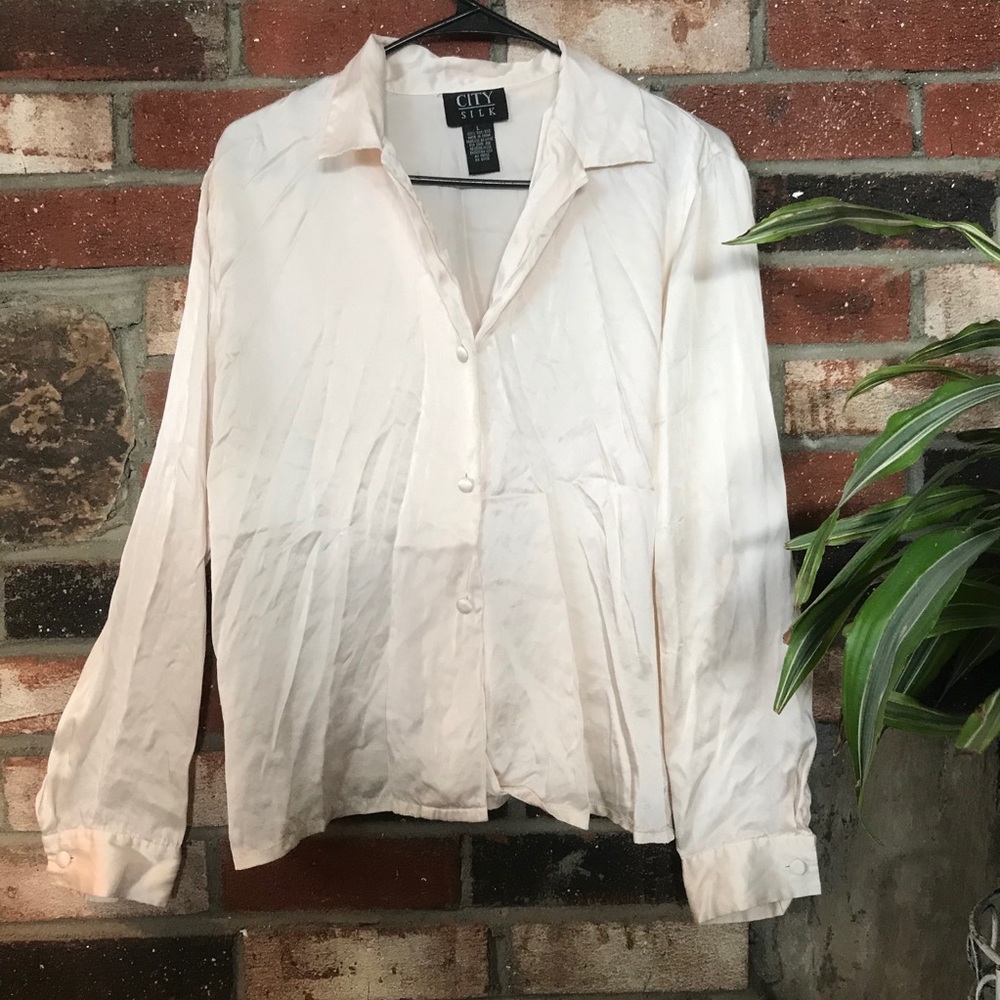 Cream Colored 100% Silk Blouse